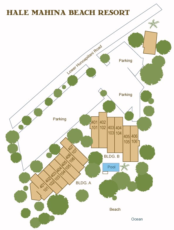 Map Layout Hale Mahina Beach Resort