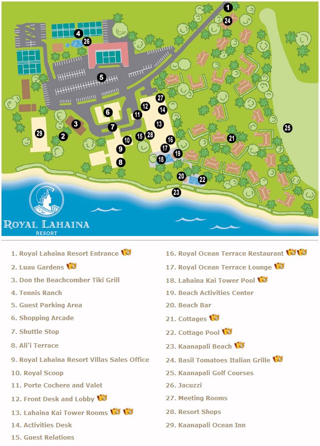 Map Layout Royal Lahaina Resort